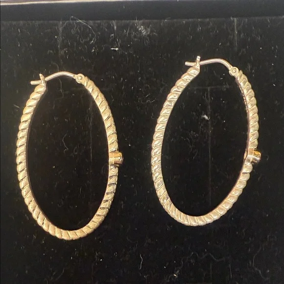 Elegant Sterling Silver Hoop Earrings with Purple Gemstone - Picture 2 of 2